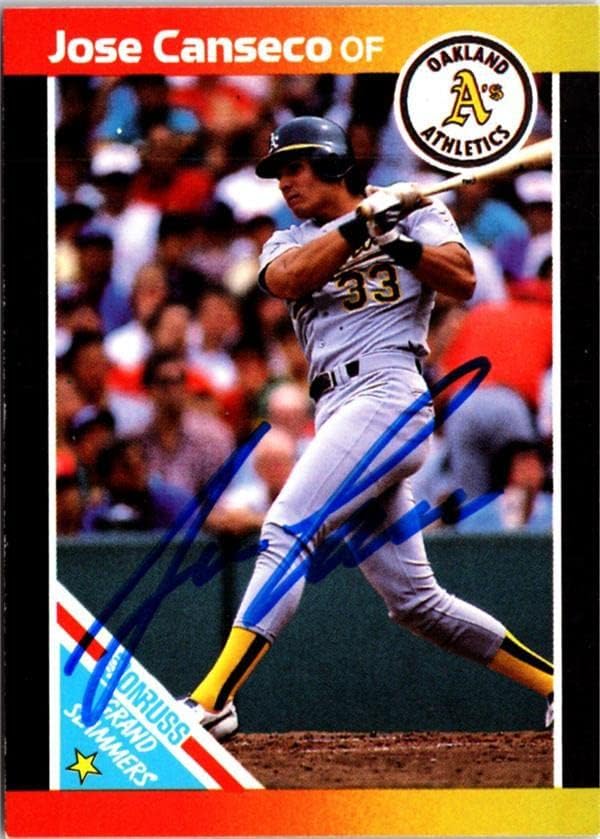 Topps Jose Canseco Signed Baseball Card (Oakland Athletics) 1988 Donruss Grand Slammers #1 - Baseball Slabbed Autographed Cards