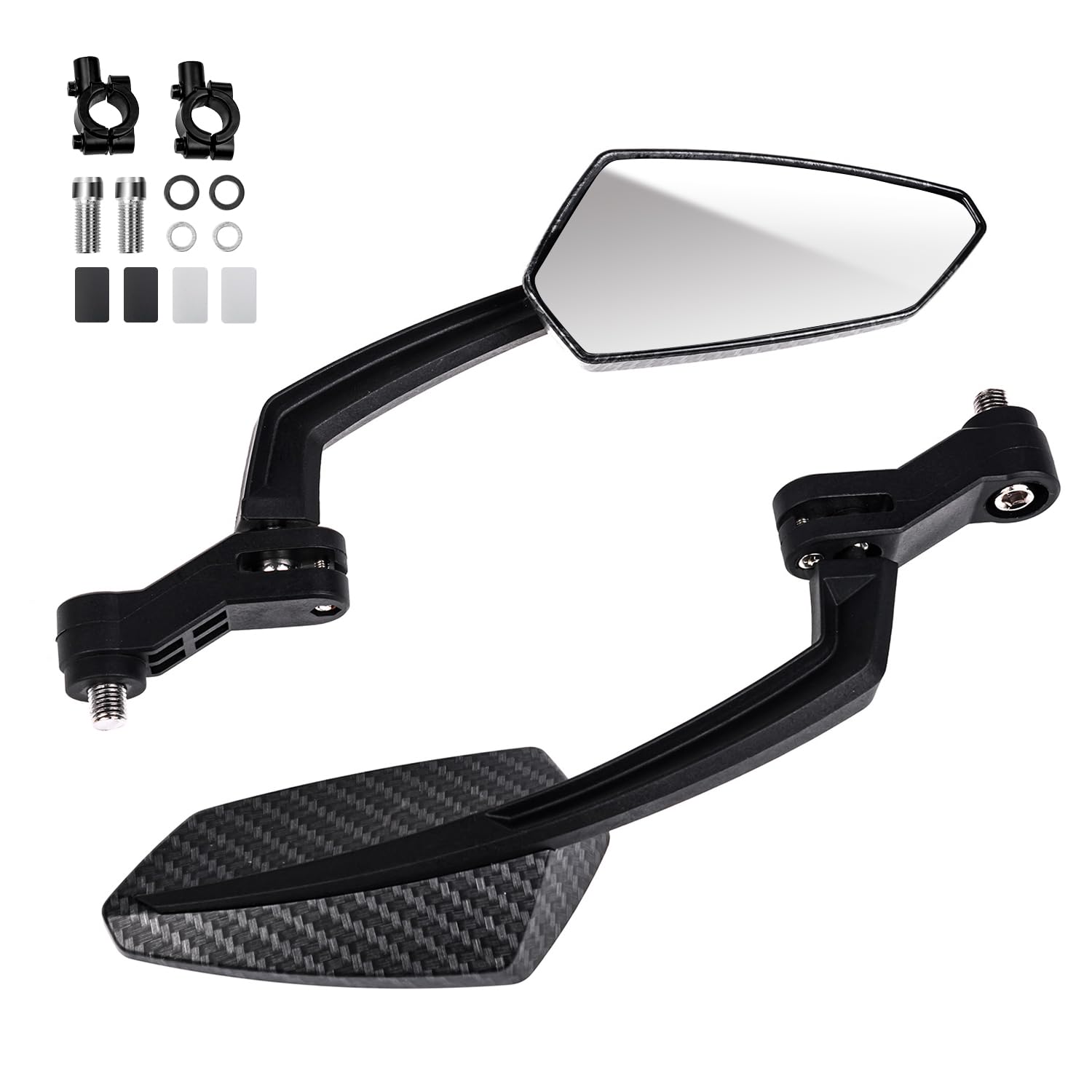 Zycle Bike Mirrors, EBike Mirrors for Handlebars, 360° Adjustable Bicycle Rear view Mirror, 22.2mm Diameter Universal Bike Accessories, 1 Pair, Black