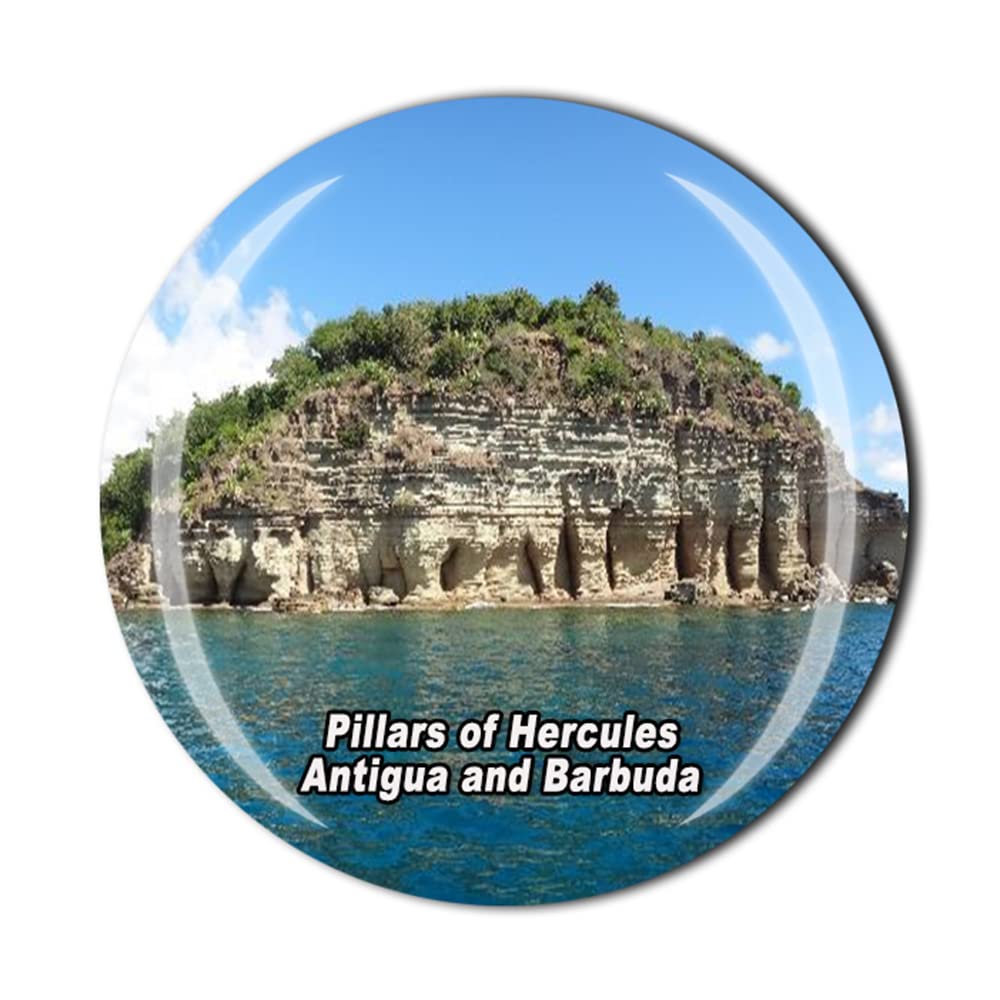 Magnete Da Frigo Con I Pilastri Di Ercole – Antigua E Barbuda – Souvenir 5x5 Cm In Vetro