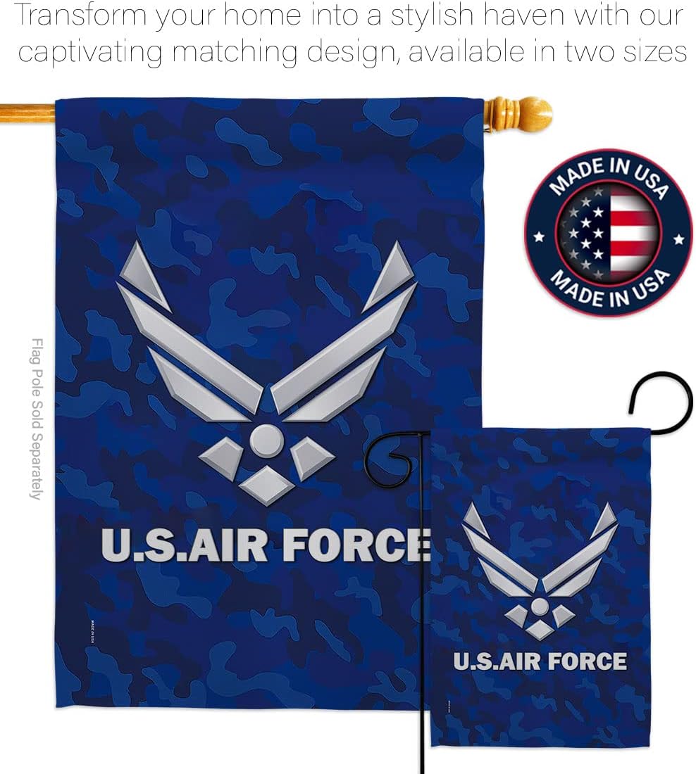US MILITARY US Air Flag Armed Forces Double-Sided Lawn Decoration Gift House Garden Yard Banner United State American Military Veteran, 12" x 18.5 Made in USA