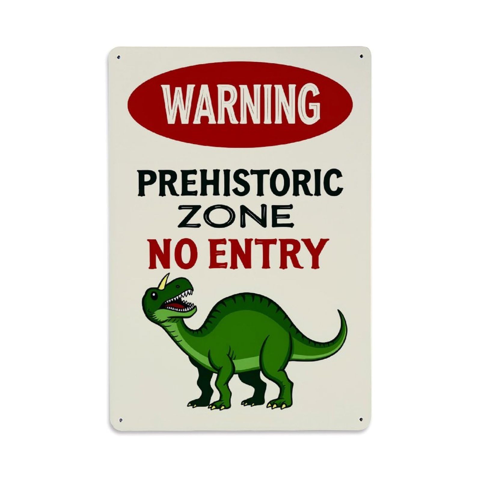 Jdfenggu Vintage Warning Prehistoric Zone No Entry Dinosaur Retro Metal Tin Sign, Decor Art Poster For Bar, Home, Man Cave, Kitchen, Laundry Room Gift 8X12inch