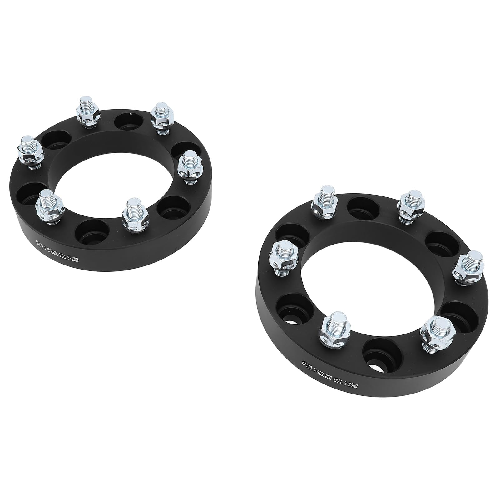 POENVFPO Zestaw Dystansów kół Stop Aluminium 30mm Dystans Koła 6 śrub 6x139,7mm do Pickupa SUV Dystans Piasty Koła dla L200 B2500 (BLACK)