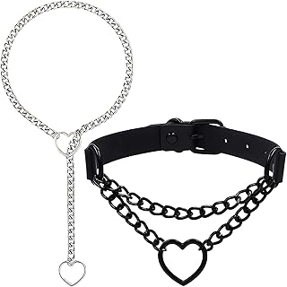 AHEJIOO Lot de 2 colliers ras du cou pour femme pour le sexe - Vintage Punk - En métal - Accessoires gothiques pour femme - Collier réglable pour fêtes et cadeaux