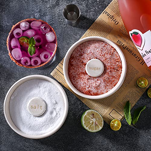 Cosnou Ceramic Margarita Salt Rimmer With Lid Set Of 2 Home Bar Accessories For Seasoning - Rimmers For Drinks - Bartender Kit Tools - Bar Decor ，Sugar Salt Rimmer Plate （Hand Make） #TOP3