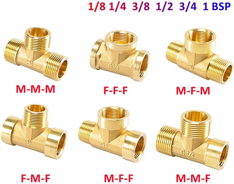 Pneumatic Brass Fitting Male/Female Threaded Copper Adapter - 1/8", 1/4", 3/8", 1/2" - Straight Barb Connector Plumbing Pneumatic Applications(Male-m-m,1/8")