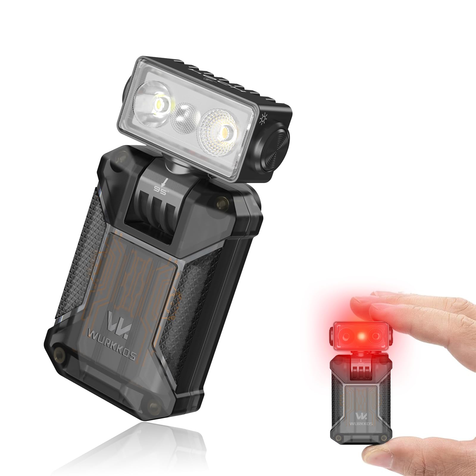 Wurkkos HD04 Mini EDC Flashlight, 750 Lumens Rechargeable LED Flashlight, 180° Rotatable Head, 3-in-1 Spot/Flood/RGB Modes, IPX6 Waterproof, Magnetic Function, Suitable for Camping, Emergency (Black)