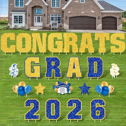 Amazon.com : Chunful 23 Pcs 2026 Graduation Yard Sign Decorations, Blue ...