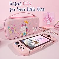 Vista 3 de Pink Unicorn Carrying Case Compatible with Nintendo Switch (NOT OLED or LITE) with Dockable Protective Grip Case+Screen Protector+Unicorn Stickers