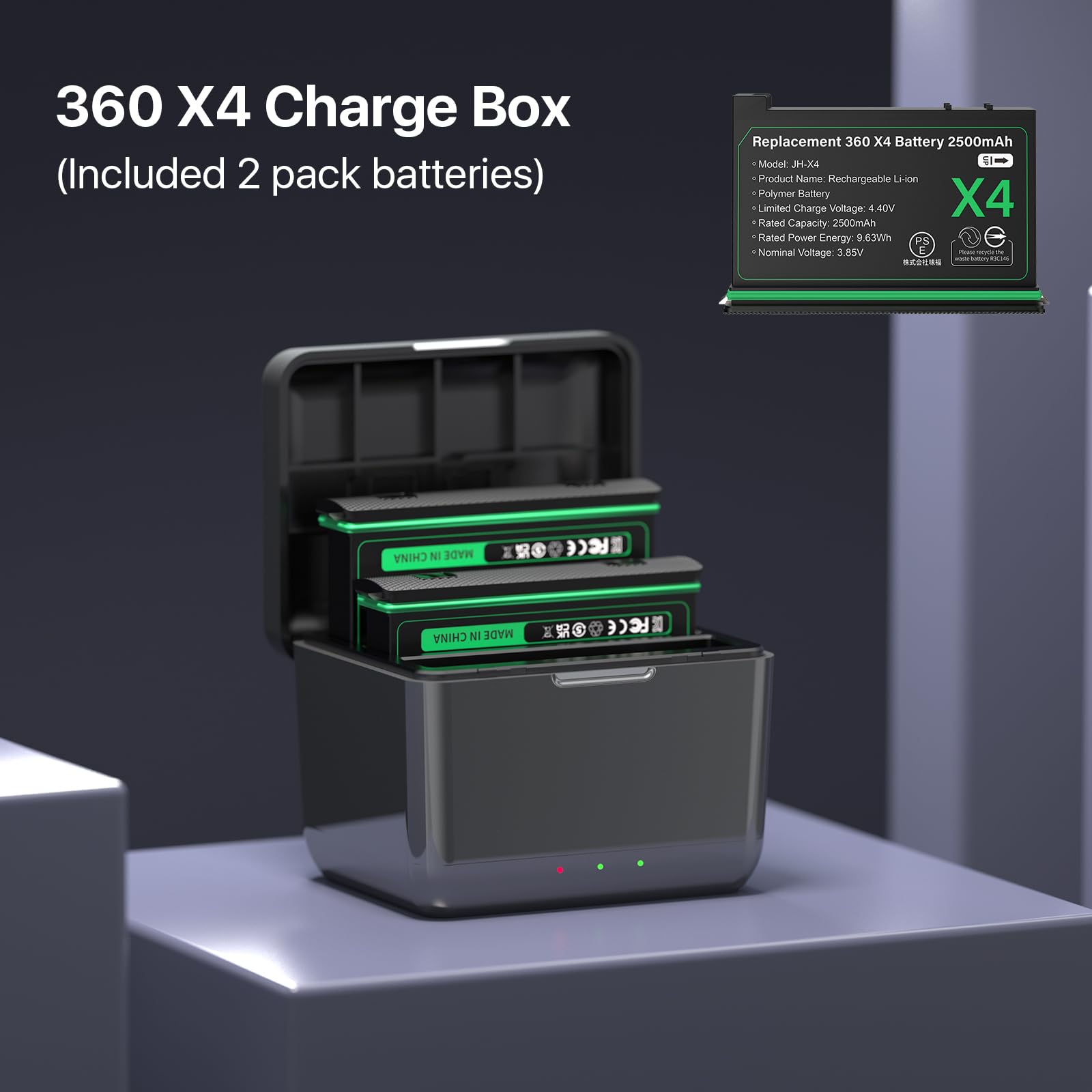 Homesuit Insta 360 X4 Akku 2500mAh Und 3-Kanal USB Ladegerät Kit