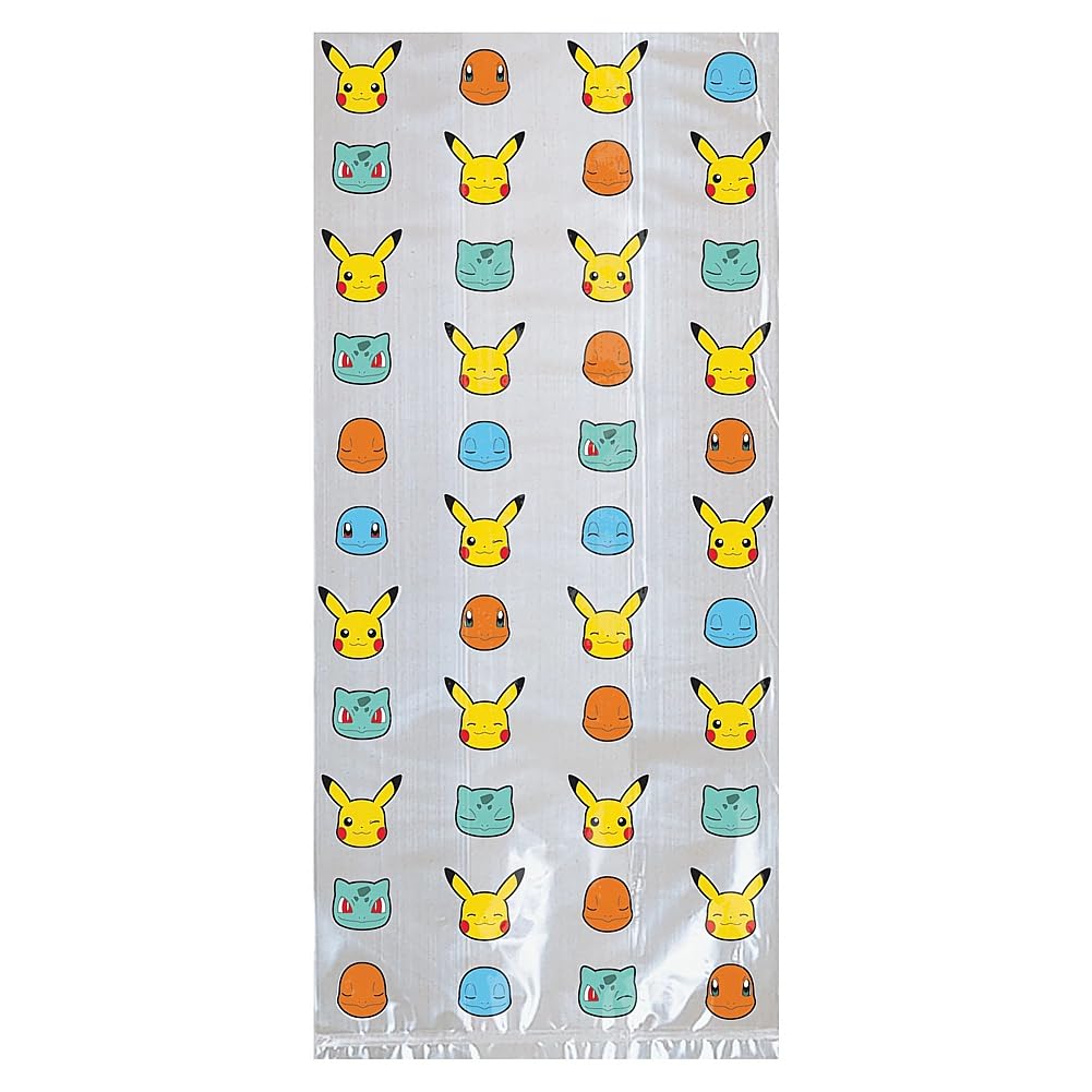 AmscanCharming Multicolor Pokemon Treat Bags - 9.5" x 4" (Pack of 16) - Perfect For Birthdays and Special Occasions