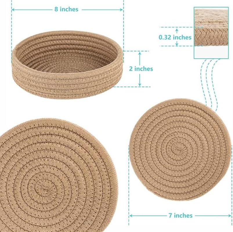 Image of Mansa for Hot Dishes, Pots and Pans, Hot Pads with Storage Basket, Pot Holders for Kitchen, Heat Resistant Mat Protect Counter Home Essentials, Farmhouse Decor (Pack of 4 with Cover) Beige