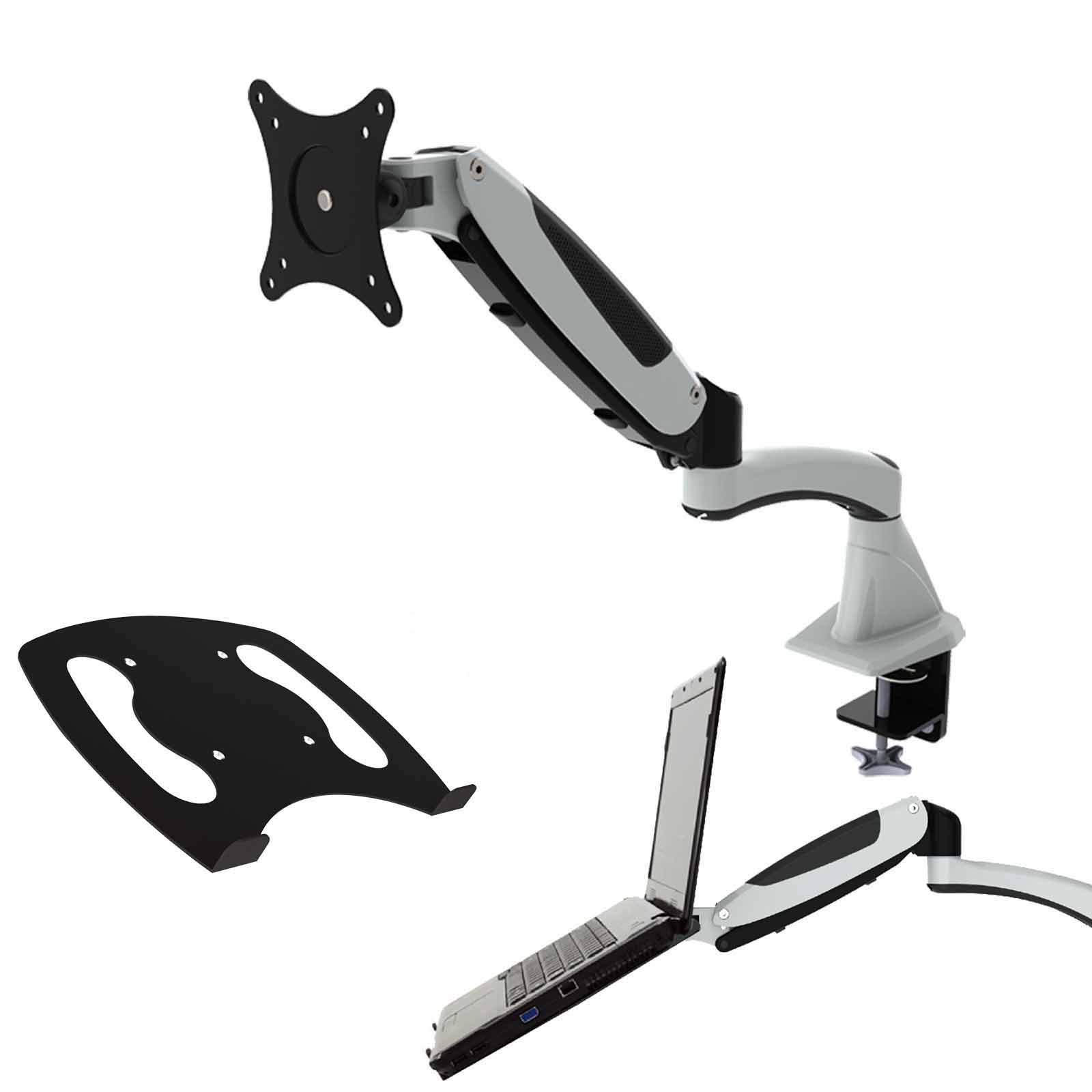 HFTEK® GM112F+D15 Soporte para monitor desk mount bracket Soporte de escritorio para Pantalla 15" a 32" pulgada con VESA 75 / 100 + Tablet iPad Laptop Notebook Cuaderno Apoyo Titular