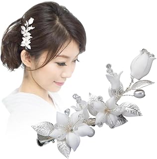 FASELE 髪飾り ヘアクリップ バレッタ 花 優雅的 可愛い 普段使い 成人式 振袖 留袖 和服 洋服 ウェディング 花嫁 ヘアピン ヘアアクセサリー 卒業式 結婚式 七五三 和装小物 シンプルモダン 髪留め 人気 パーティー 謝恩会 お正月 花火大会