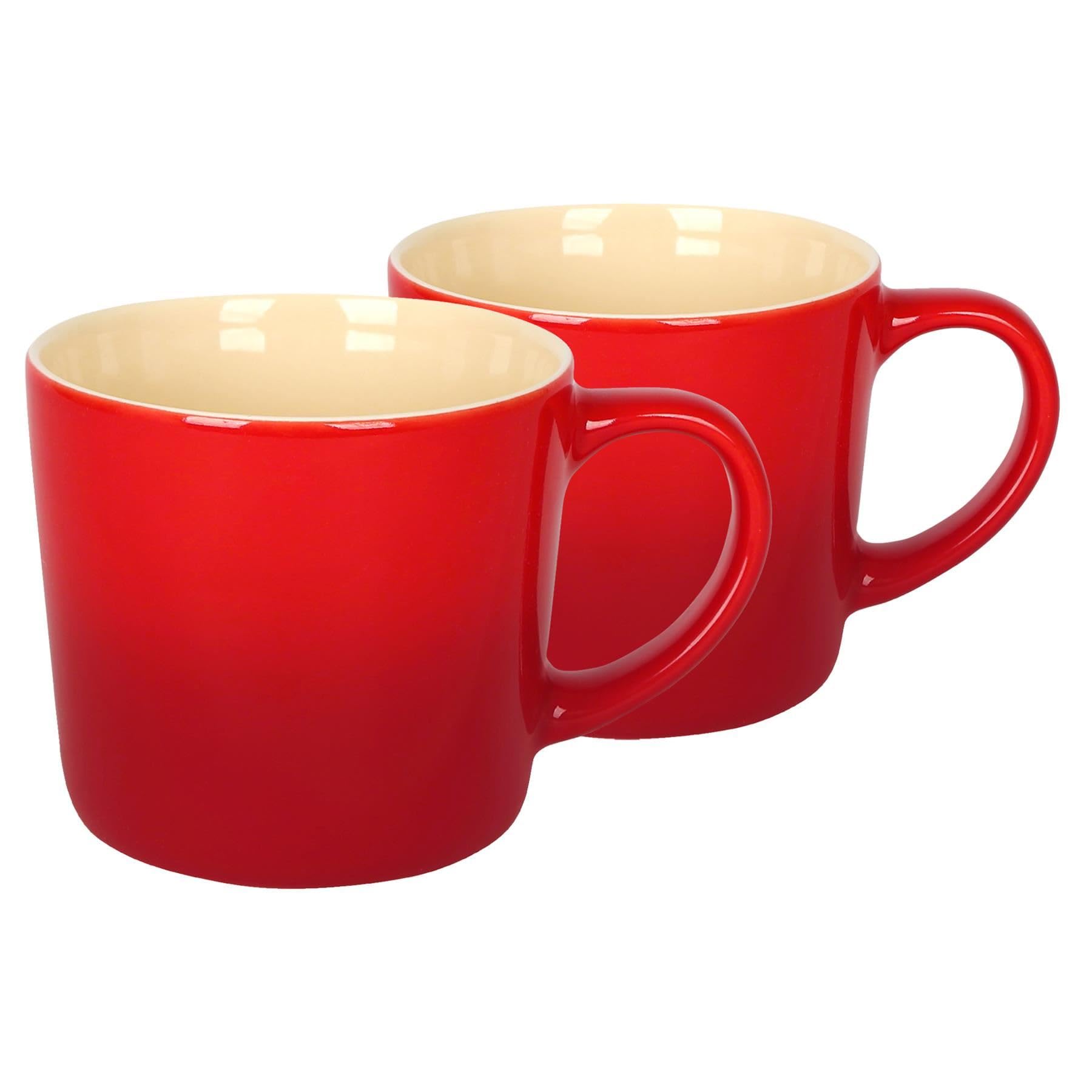 Argon Tableware Red Ombre Coffee Mug 330ml - Pack of 2 - New Bone China Tea Mug, Vegan Friendly Ceramic Cup, Glazed Stoneware Style Drinkware, Microwave Dishwasher Safe