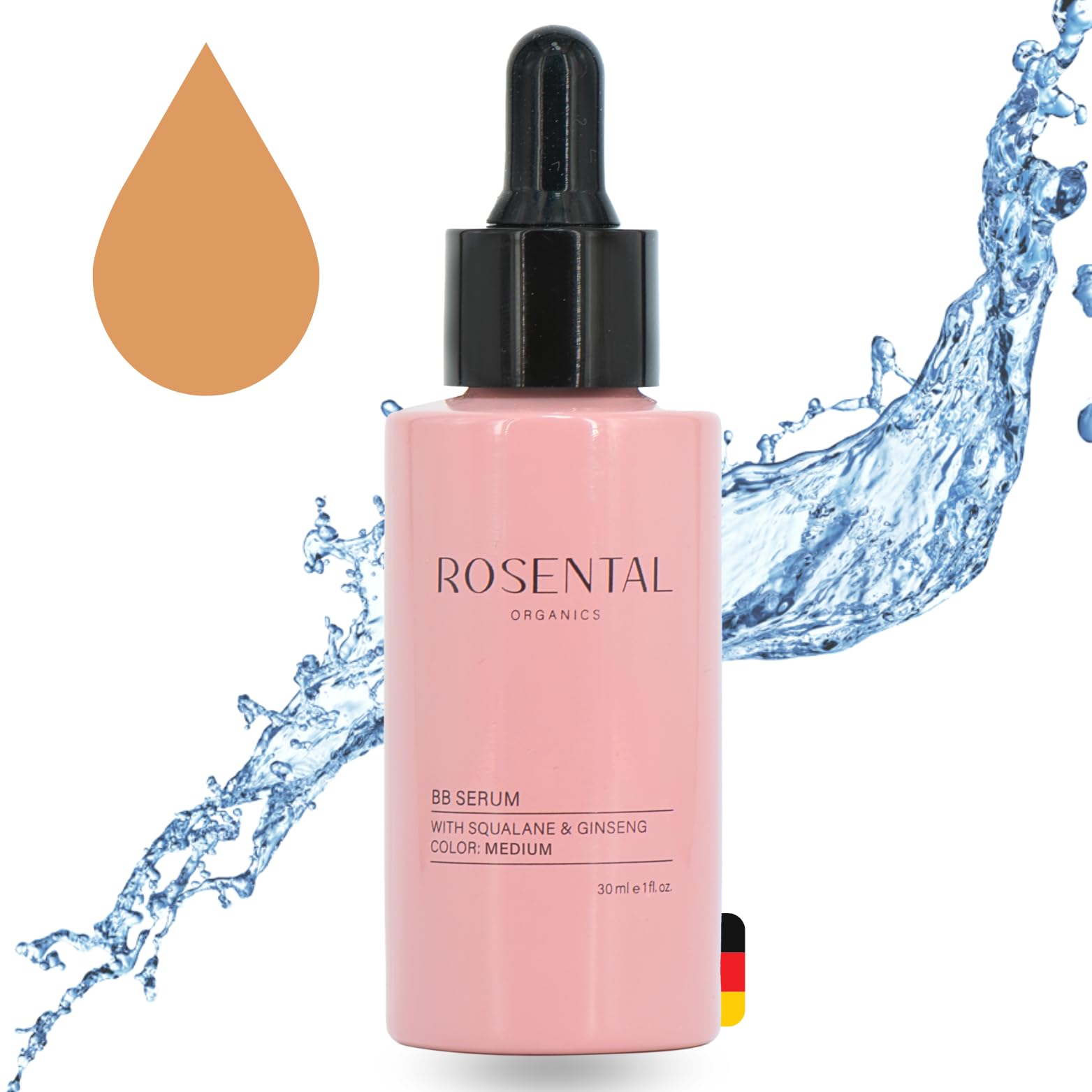 ROSENTAL ORGANICS BB Serum (30ml) - 2-in-1 Make Up & Skincare Squalan, Aloe Vera & Ginseng - Getöntes Gesichtsserum - feuchtigkeitsspendende Gesichtspflege - Neue Formulierung (Medium)