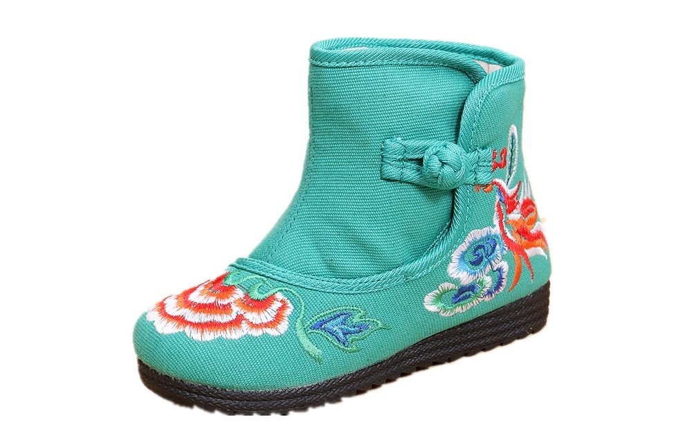 Tianrui Crown New Girls Sun Flower Embroidery Frog Cheongsam Short Boots Shoes (Toddler/Kid)