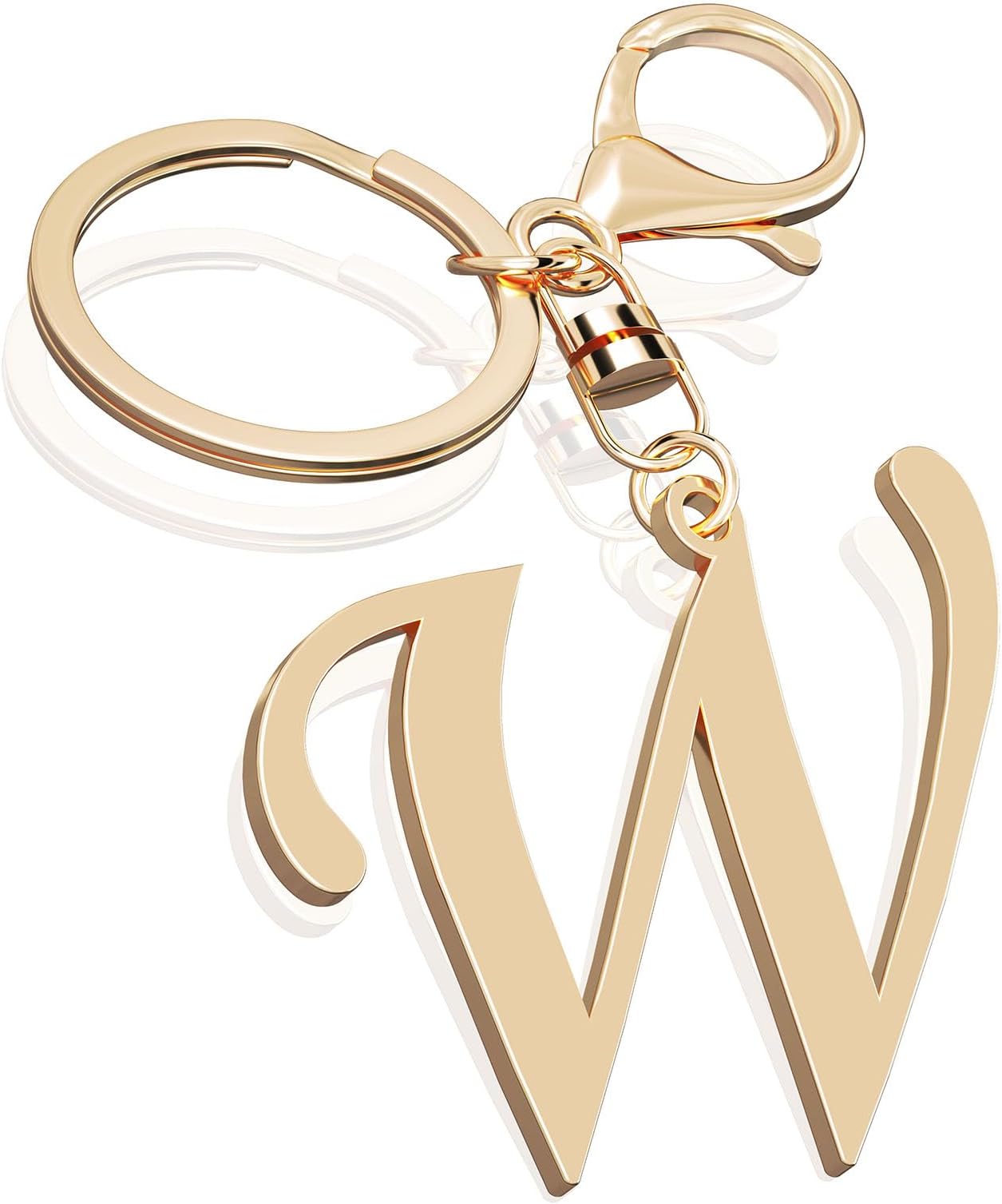 Cute Stainless Steel Gold Initial Letter Keychain for Women Girl, Charms for Key Handbag Backpack Bag, Personalized Gift