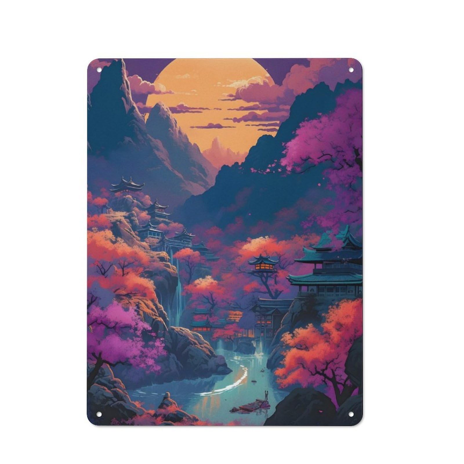 Junmoney Japanese Fantasy 05 Rustic Tin Sign 40X30cm Featuring For Living Room Wall, For Metal Sign Collectors, For Garage And Workshop Walls