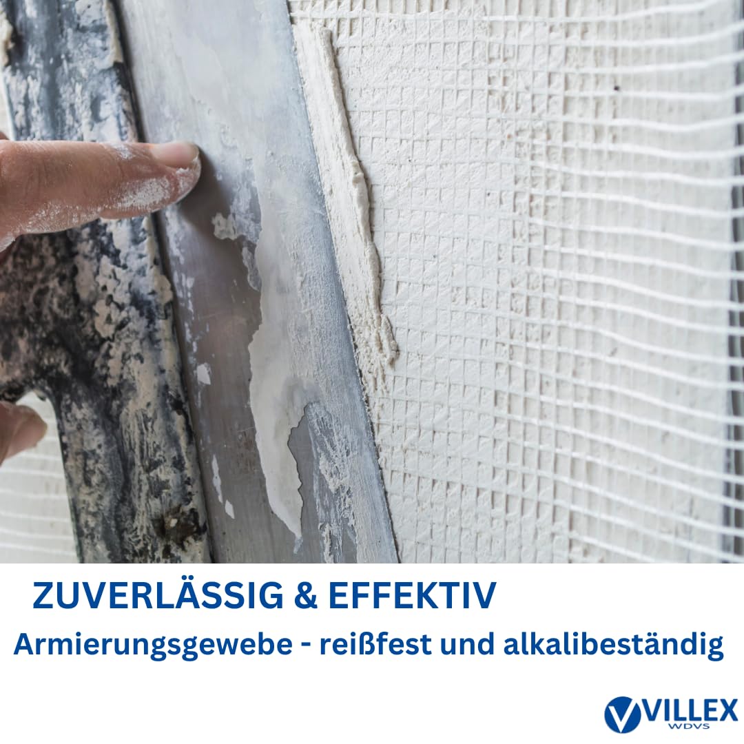 Armierungsgewebe Innen und Außen 50m² - Starkes 160g/m² Glasfasergewebe für Innenputz, Außenputz, Fassadendämmung - Armierungsgewebeband Glasfaser Gewebe - Armierung Putzgewebe Innen & Aussen