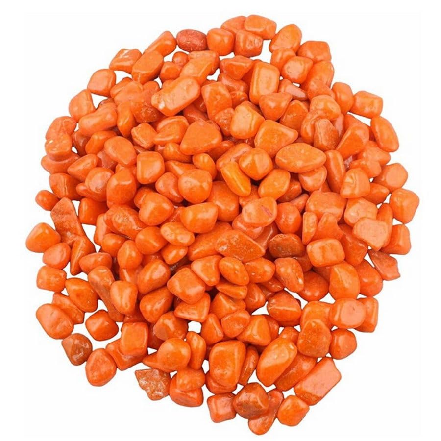 Hug A Plant | Orange Colour 1KG Pebble Stones for Home Decorative|Vase Fillers| Aquarium Fish Tank |Lawn|Multi-Purpose-image-47