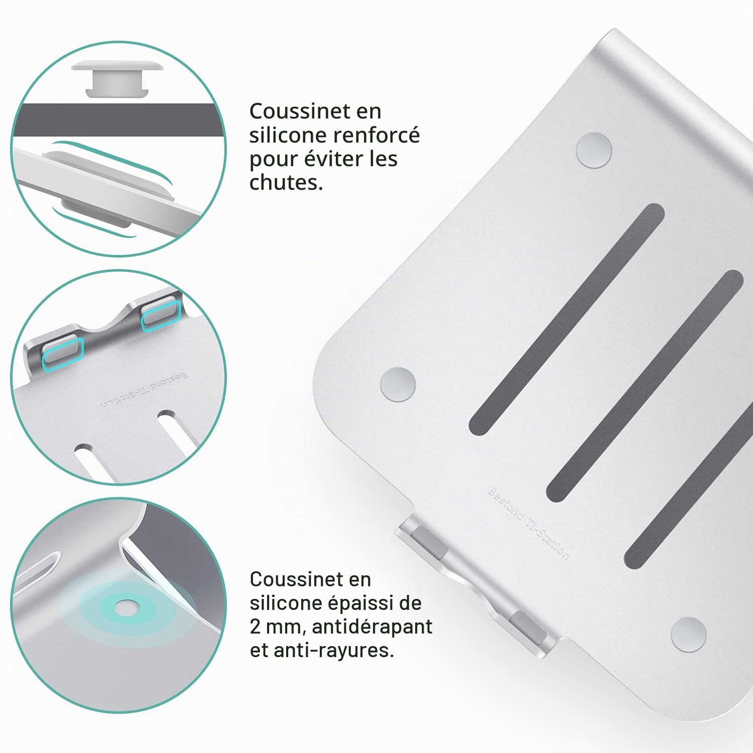 Support Ordinateur Portable, Support pour MacBook Pro/Air,Dell, HP, Samsung, Lenovo Della 11''-16",(Breveté) (Space Silver)
