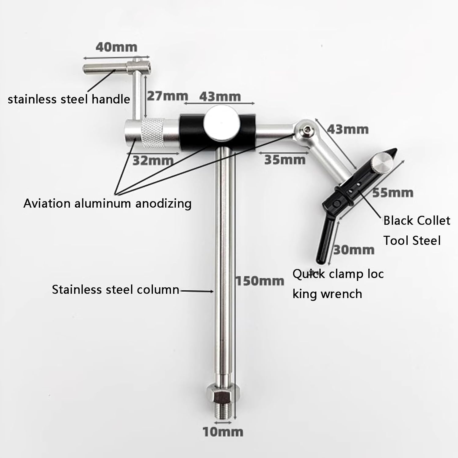 Rotary Fly Tying Vise, with Metal Pedestal Base and Jaws, Fishing Hook Tying Tools, Accommodate a Wide Range of Hooks Size