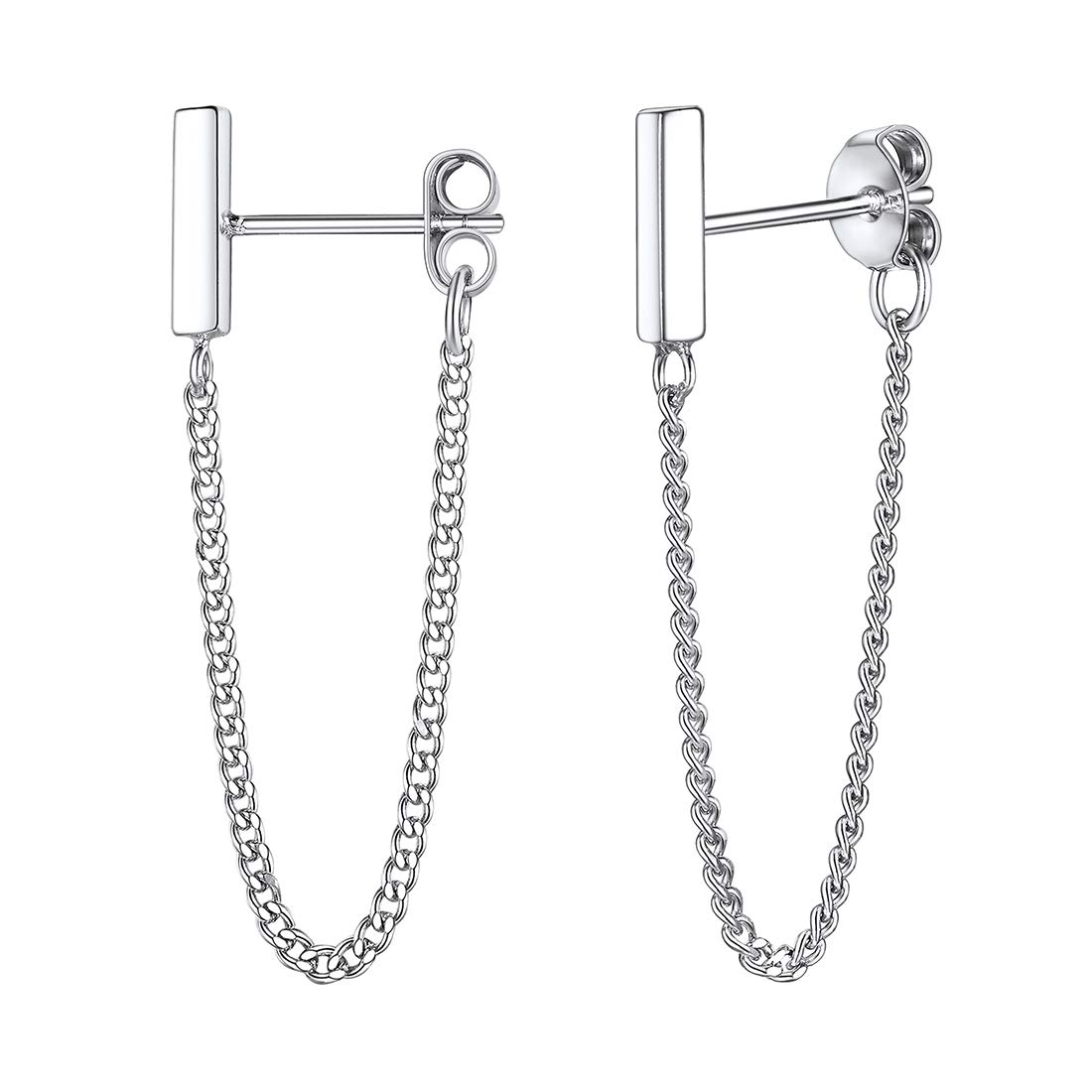 ChicSilver925 Sterling Silver Chain Drop Earrings for Women Ear Cuff Link Chain Earrings(Gift Wrapped)