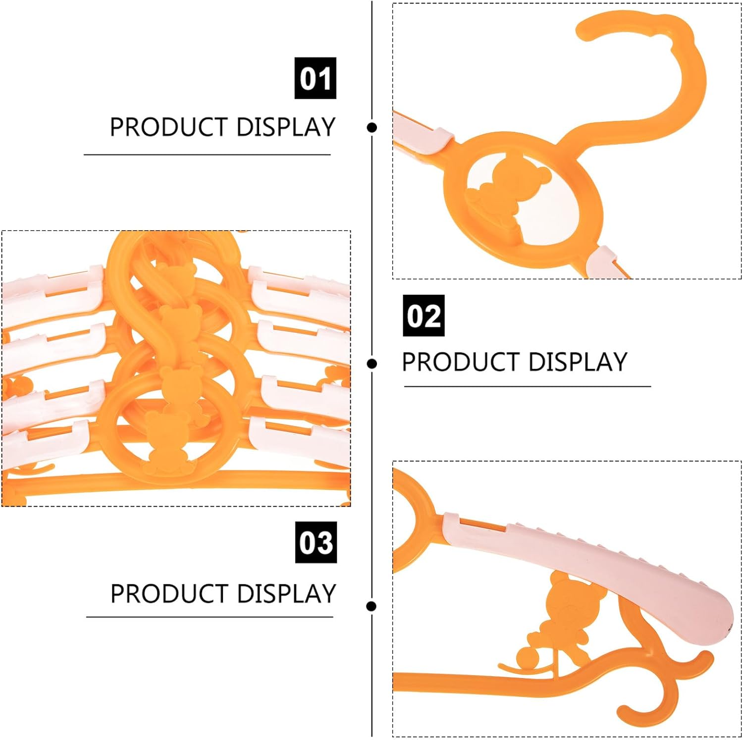 5pcs Orange Plastic Children Hangers for Toddler Boys Shorts Sweatshirt