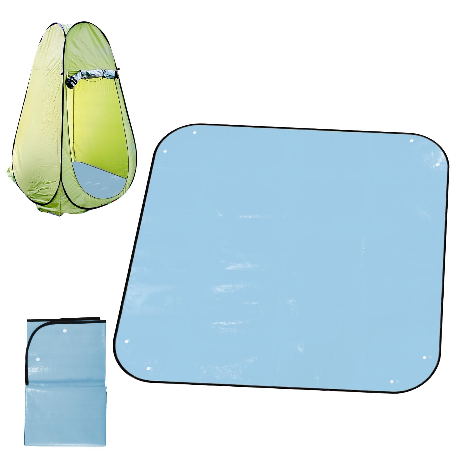 Lyreh Camp Shower Tent Floor Mat, 39.4x39.4in Changing Tent Bottom Pad Portable Pop-Up Changing Tents Base Outdoor Privacy Tents Damp Mat for Prevent Dirtying (Blue)