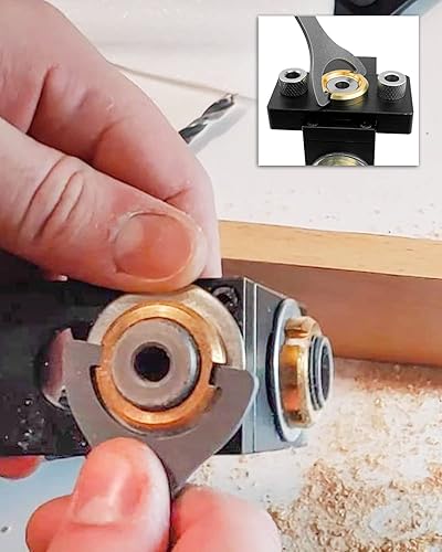 Miniatura 5 de Kit de plantilla de agujero de bolsillo 3 en 1, juego de plantillas de clavijas para carpintería con broca de 6, 8, 10, 0.591 in, localizador de