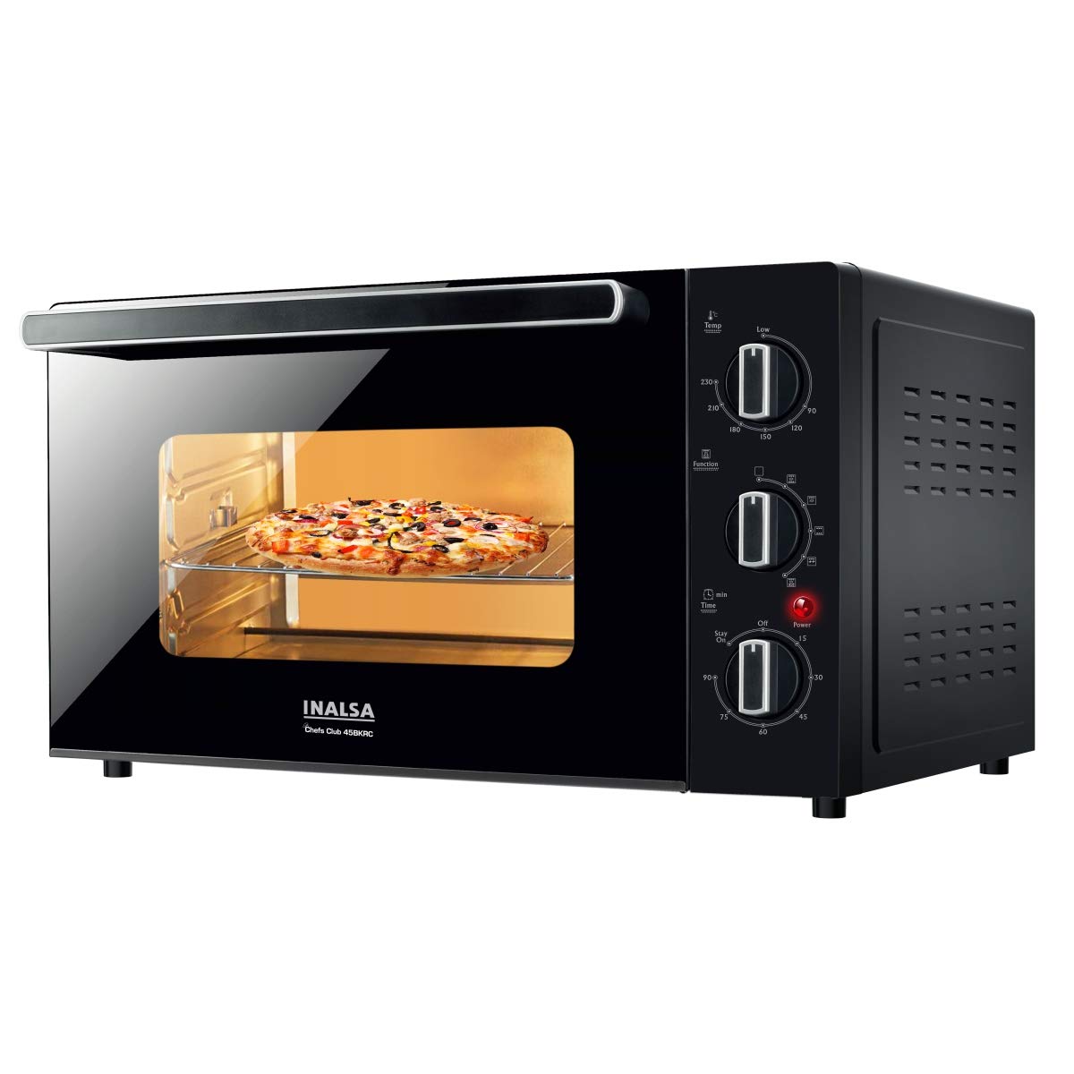 INALSA Premium OTG Oven With Double Glass Door |Capacity 45 Liters |1500W |Rotisserie & Convention Function| Temperature & Timer Selection, 5 Cooking Modes, (Chefs Club 45BKRC)