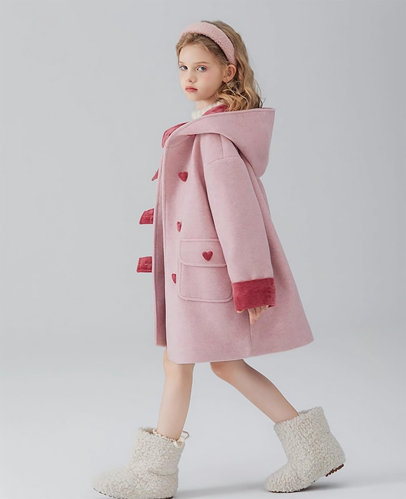 Cappotto per ragazza autunno inverno ispessimento trench-coat clip cotone cappotto con cappuccio