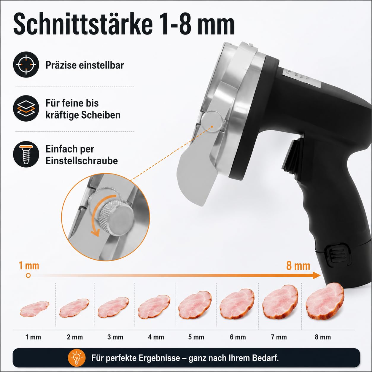 Schneider Kabellos Elektrisch 80W Döner Gyros Schneider 1-8mm