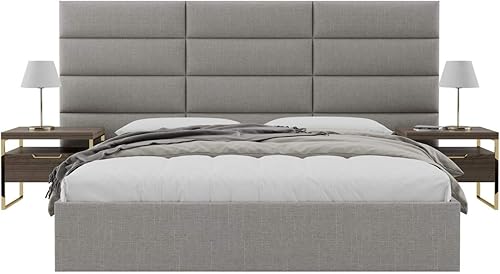 Miniatura 96 de Vänt - Paneles tapizados de cabecera para montar en la pared, diseño Isabelle, 60 x 23 pulgadas, configuración de 4 paneles individuales,