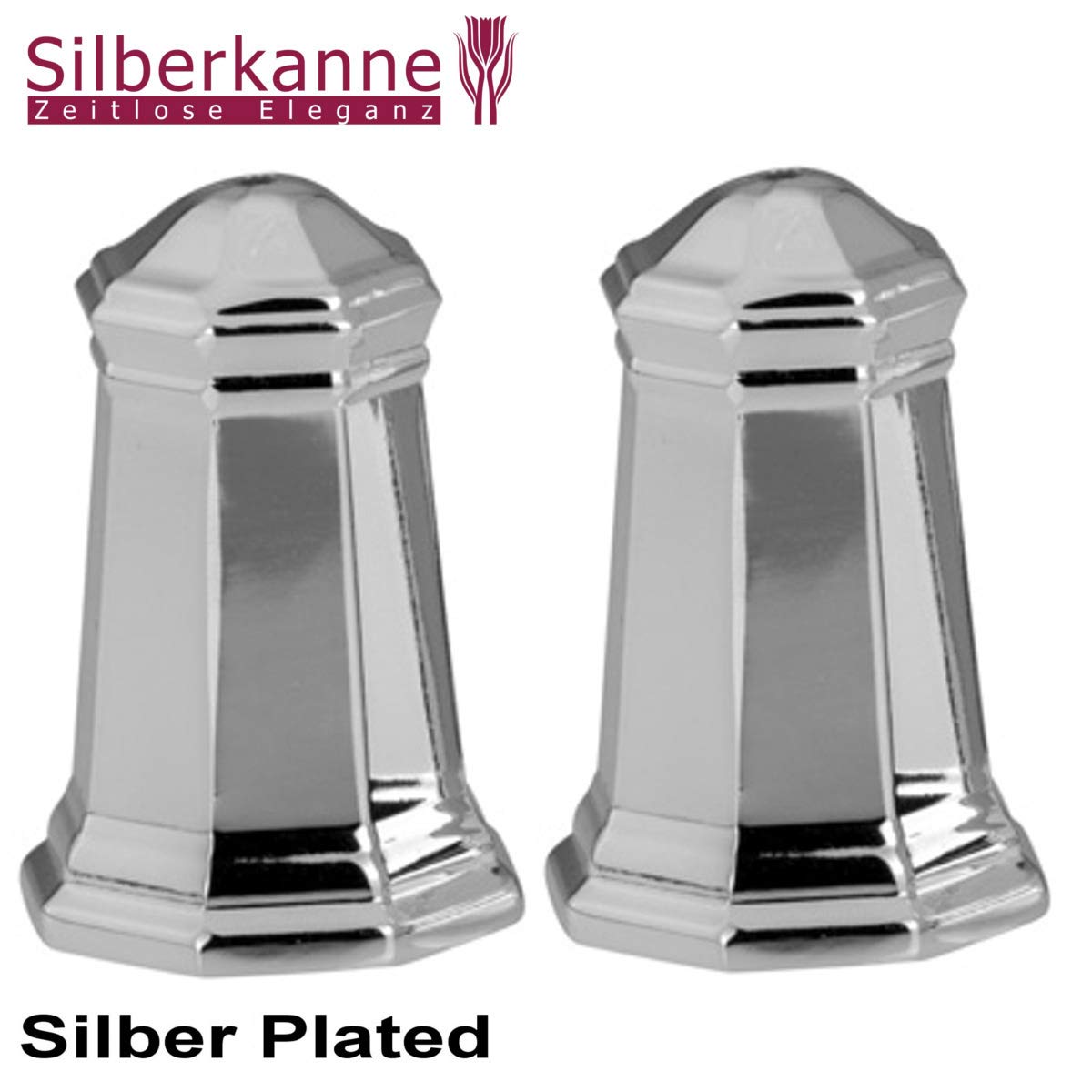 Salz- und Pfefferstreuer "Hamburg" | Achteckig | Silber Plated versilbert | 4x3 cm | Edles Tafelsilber | Ideal als Geschenk
