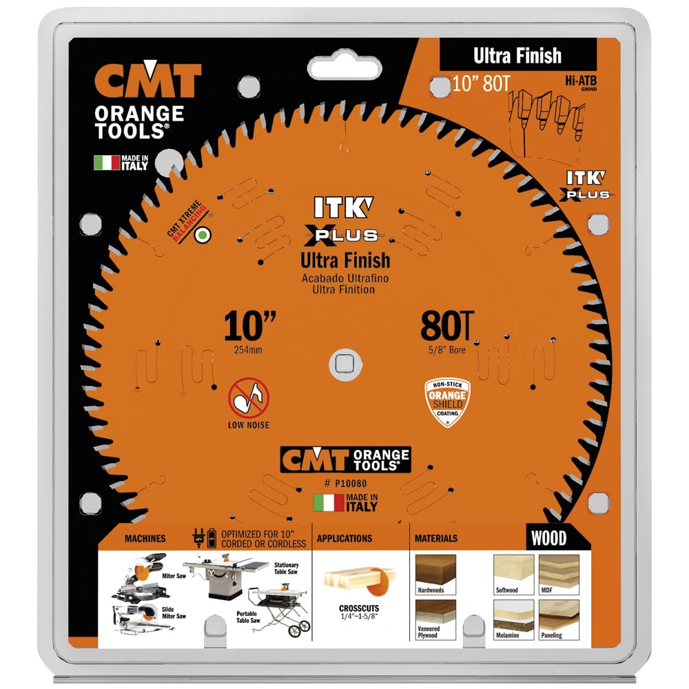CMT Orange Tools P10080 - ITK XPLUS Ultra Finish Blade HW D=10x80T HiATB Bore=58 product thumbnail 5