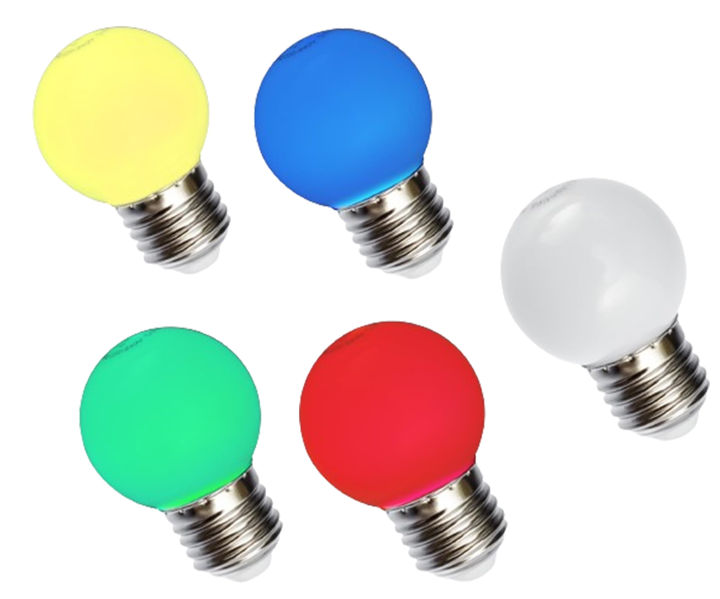 JungesLicht 5m LED Lichterkette mit 10x E27 bunten 1W LEDs IP44, Garten Lichterkette Außen Innen, schwarz, mit Stecker, 10x MIX Farben rot weiß grün blau gelb, für Terrasse Party Deko Biergarten