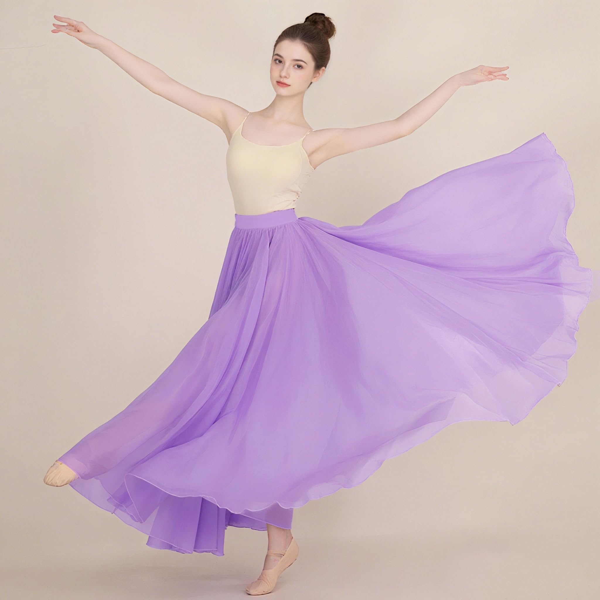Falda larga y transparente de baile lírico para mujer, falda envolvente y moderna, disfraz de ballet