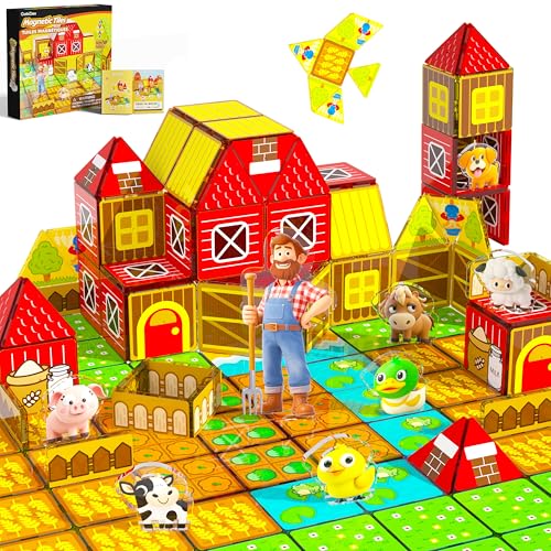 GobiDex Magnetic Tiles Farm Animals Toys for Boys Girls Age 3+ Years Old