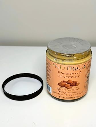 100% Pure Peanut Butter, Single Ingredient, No Salt, No Sugar, No Palm Oil, Double Sealed, No Additives, Vegan, Plant Based Protein, Premium Roasted Peanuts, 9.25 Ounce (262gr)