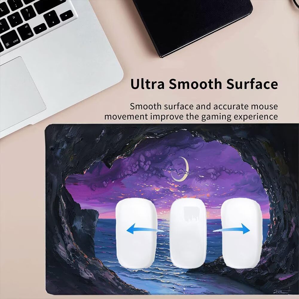 Alfombrilla Ratón XXL Alfombrilla Escritorio 2000x1000mm Mouse Pad Mejora la Precisión y la Velocidad con Base de Goma Antideslizante y Bordes Cosidos Duradera Cómoda, Juegos (Moon Beach) xR8-918