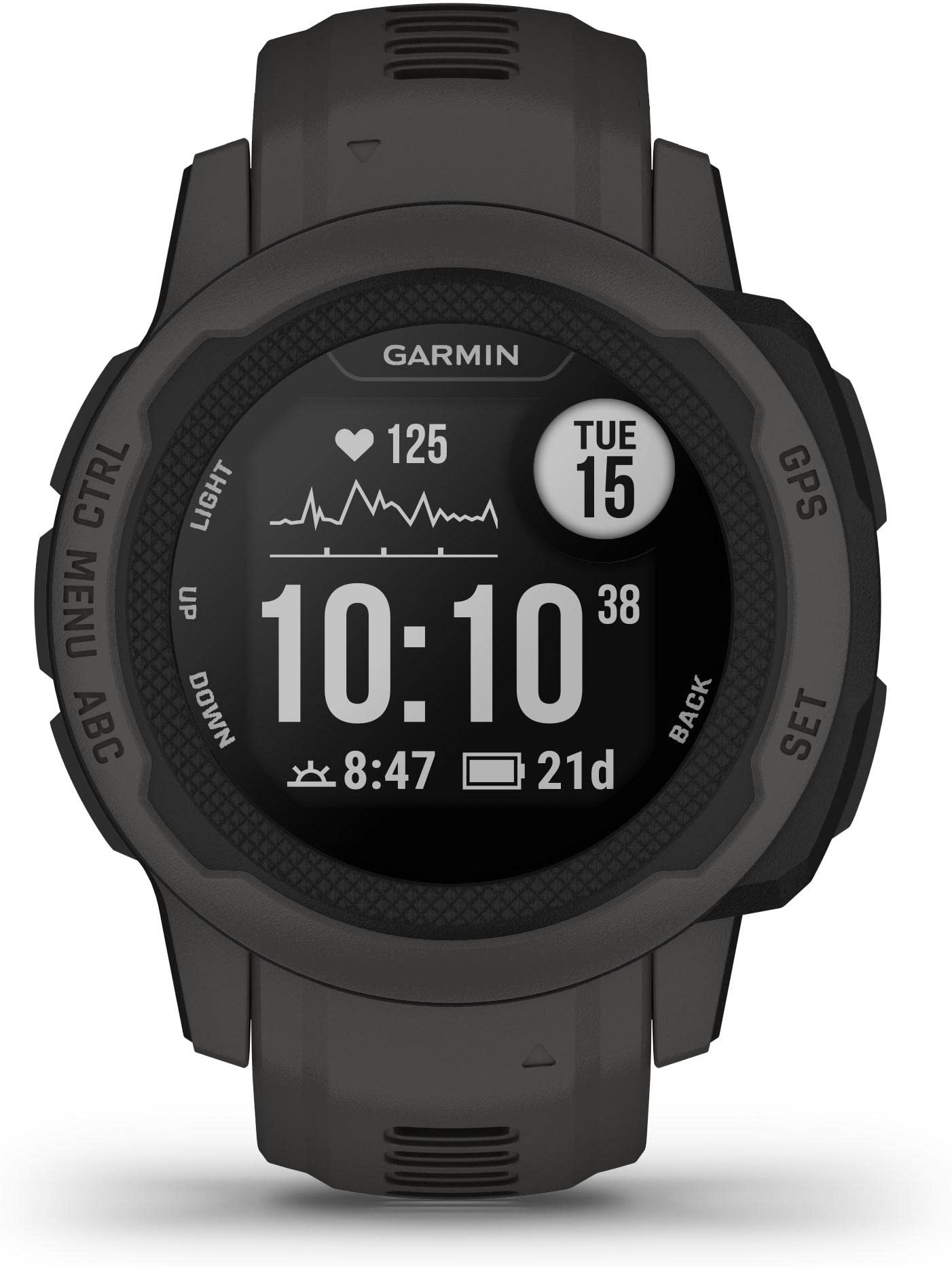 Garmin Instinct 2S, Smartwatch, 40mm, Rugged design, Autonomia 21 giorni, +30 app multisport, GPS, Cardio, SpO2, Activity Tracker 24/7, Connect IQ (Graphite)