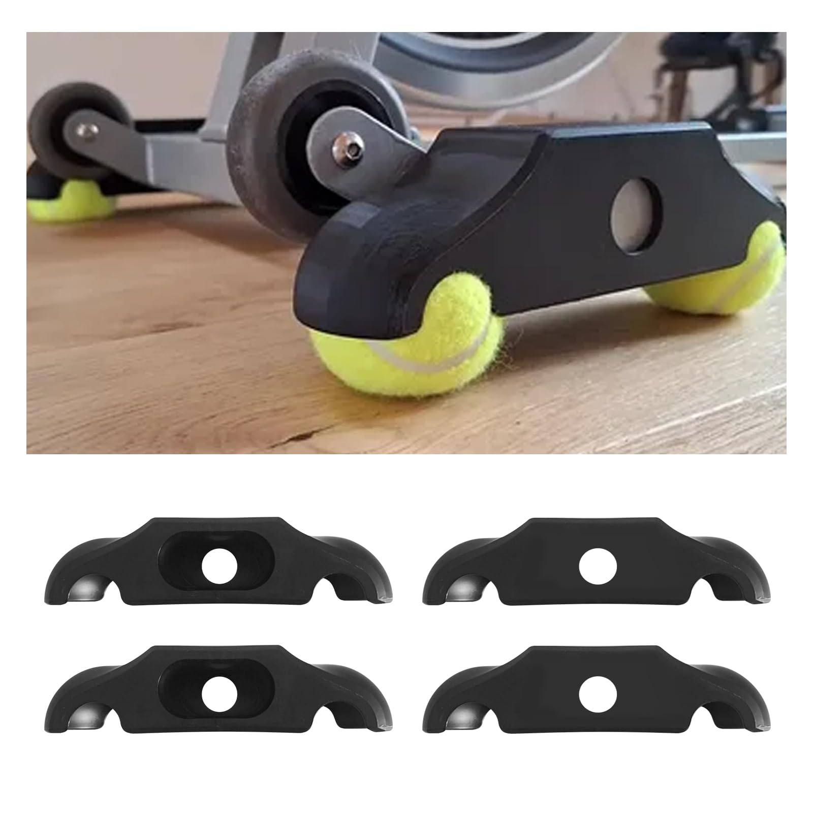 4-pak adapterów do jazdy na rowerze wewnętrznym, akcesoria rowerowe z 8 piłkami tenisowymi do trenera rowerowego, płyty kołyskowe, redukcja hałasu, ochrona podłogi