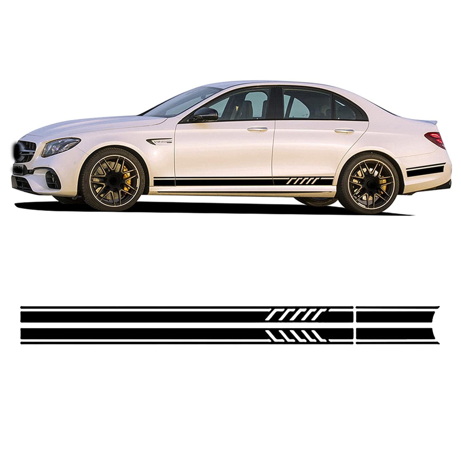 UNCLE LIAO Car Side Skirt For Mercedes Benz W213 S213 A238 C238 E Class E43 E53 E63 AMG E300 E350 Auto Car Door Sticker Side Step Skirt.,Black