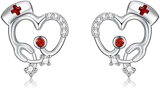 Nurse Earrings S925 Sterling Silver Stethoscope Earrings for Women Nurse Day Jewelry Gifts for Nurse Doctor Medical Staff