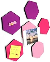 Vista 8 de Juego de 6 tableros de fieltro hexagonales, autoadhesivos, tableros de notas y fotos, azulejos decorativos de espuma colorida para pared con 6