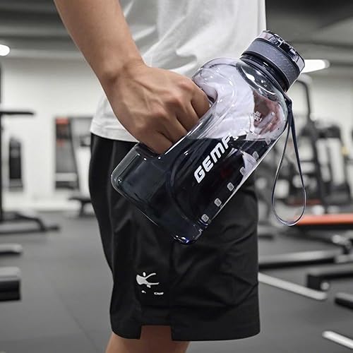 Miniatura 7 de GEMFUL Botella de agua de 2 litros con marcador de tiempo y asa, jarra motivacional grande de 64 onzas para entrenamientos de gimnasio, sin pajilla,
