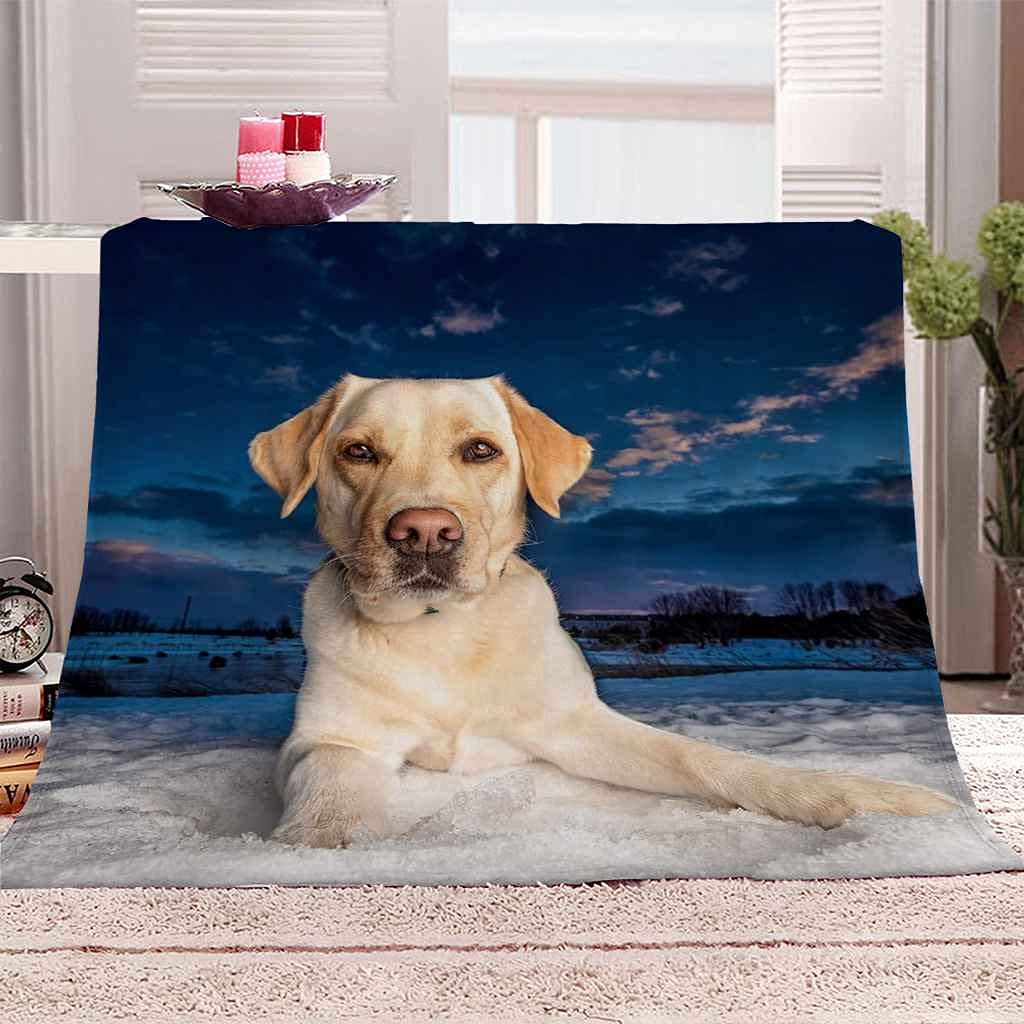 Couverture flanelle chien pour canapé et lit 150x200cm plaid motif 3D neige