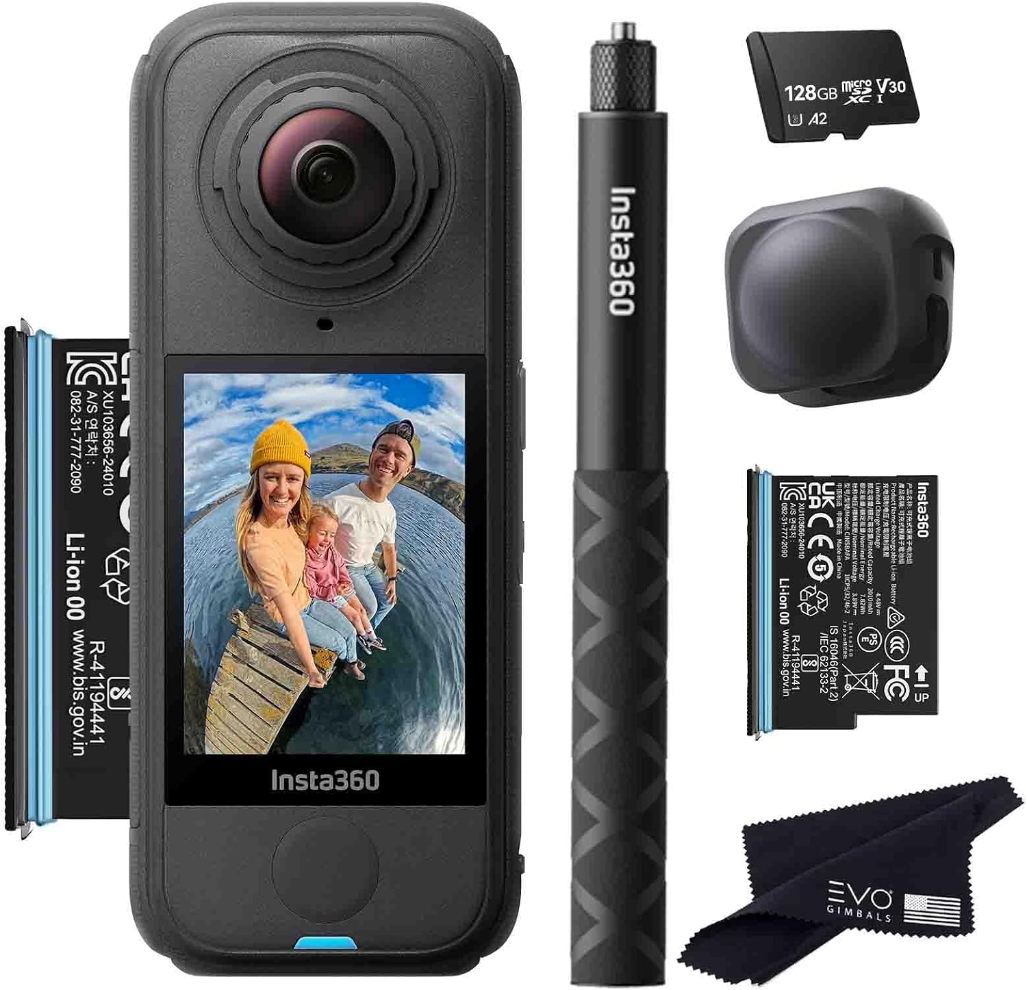 X4 Air Essentials Bundle | Lightest 8K 360 Waterproof Action Camera for Epic Adventures, Replaceable Lenses| Bundle Includes Extra Battery, Invisible Selfie Stick, Lens Cap(128GB)