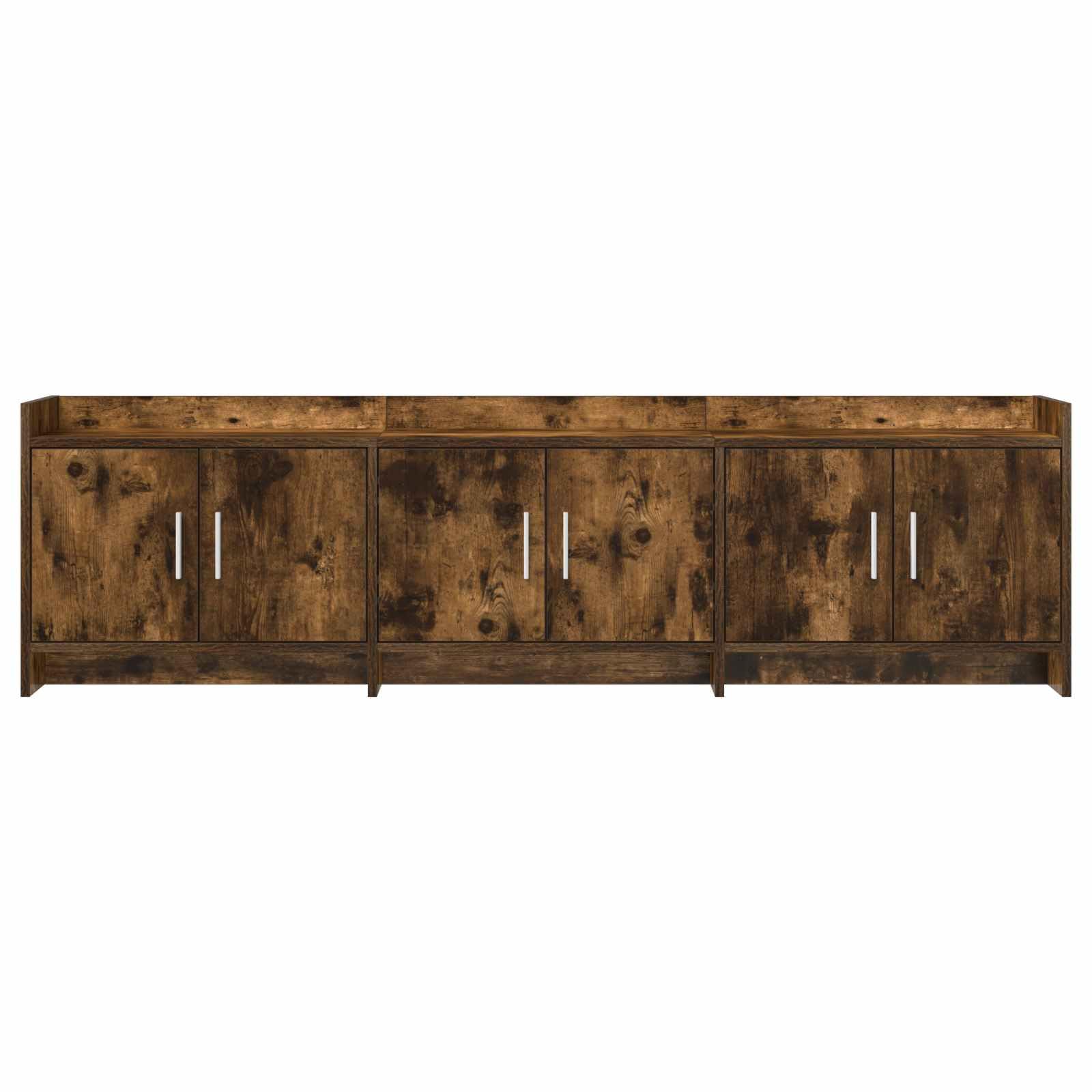 Szafka pod telewizor z materiału drewnopochodnego w kolorze wędzonego dębu, 168 x 33 x 47 cm, niska szafka z 6 drzwiami, miejsce do przechowywania do salonu, kina domowego, gier i